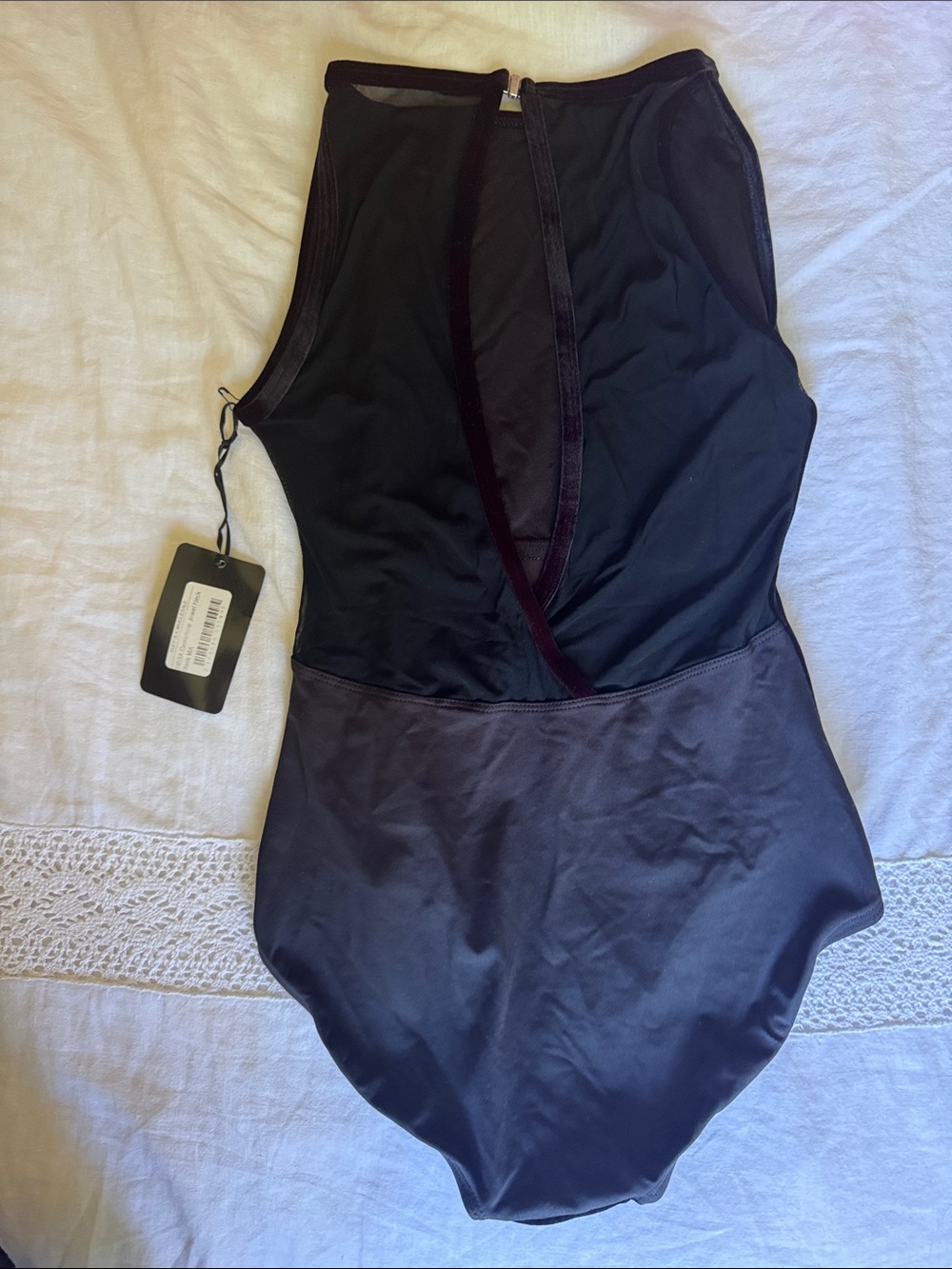 Suffolk black Velvet High-Neck dance leotard - Picture 4 of 5